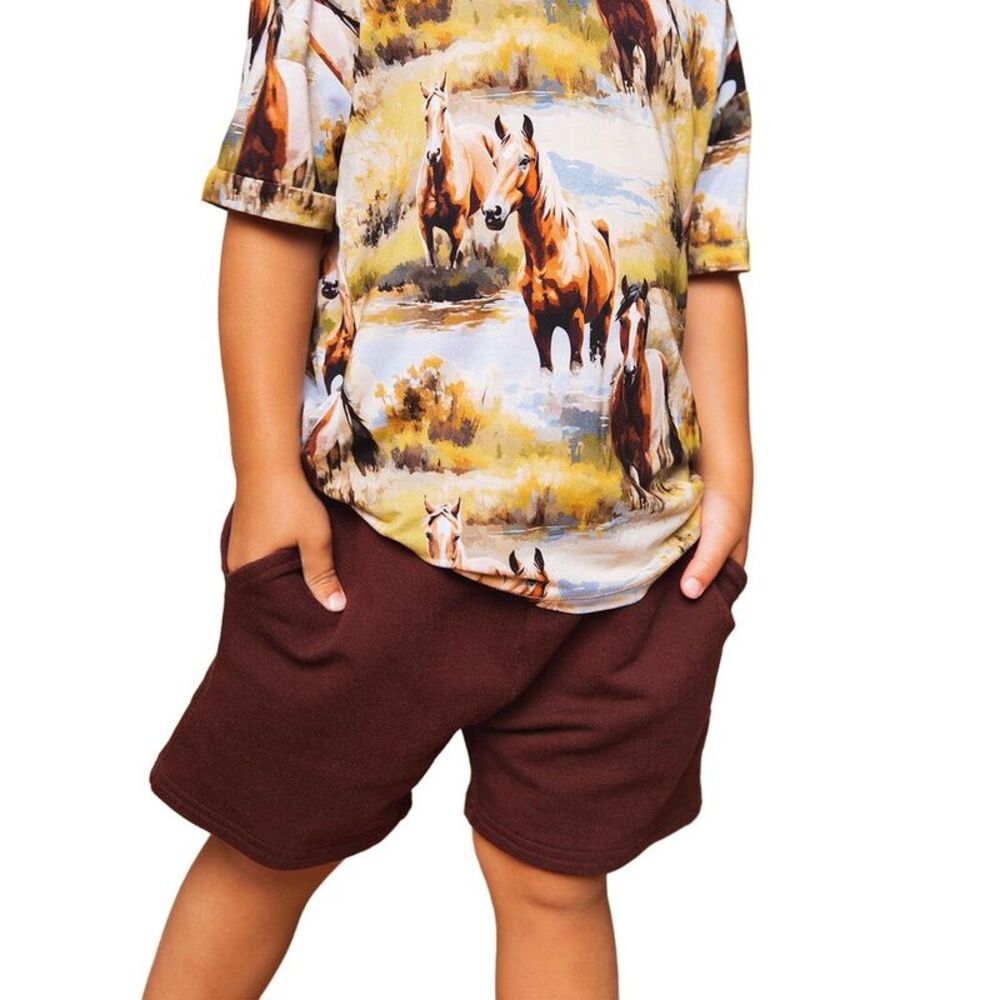 Bums & Roses Girls  Horse Of Course Short Sleeve T-Shirt, Multicolor